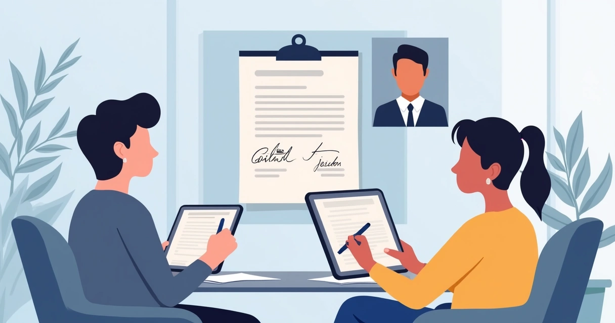 Electronic signature session with a witness watching on screen 