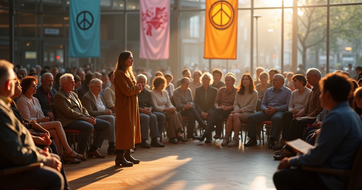 Community members sharing stories in a circle