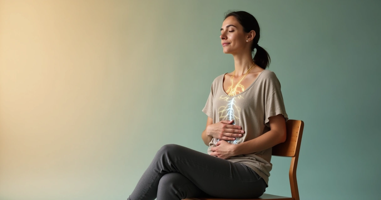 Woman with highlighted nervous system sensing body signals 
