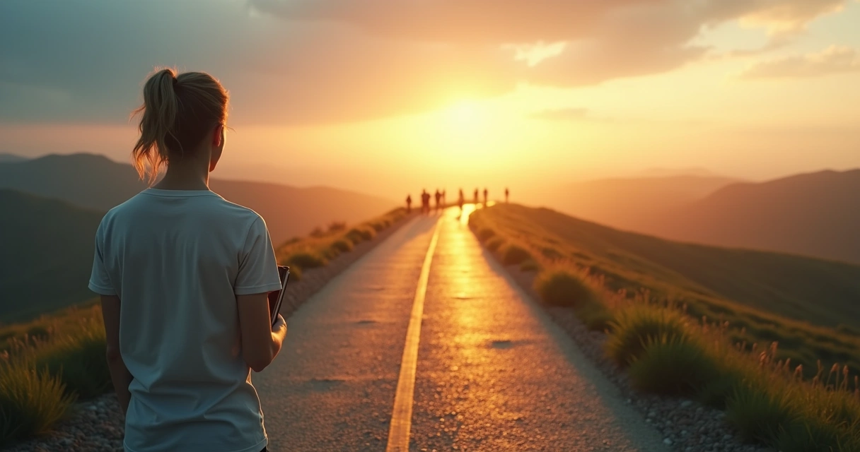 Person standing at a crossroads with glowing path representing personal values 