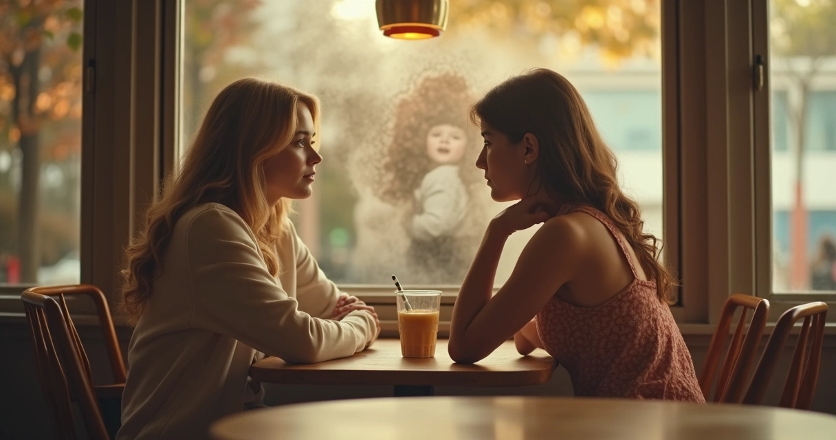 Woman in conversation remembering a past emotional event.