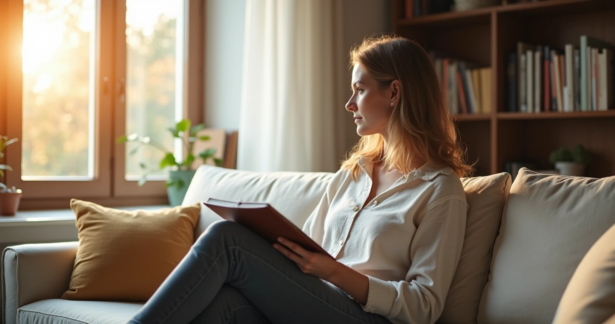 Woman sitting alone reflecting on her emotions