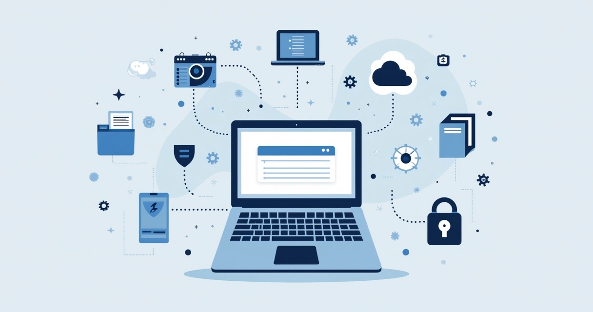 Laptop showing WordPress backup progress bar 