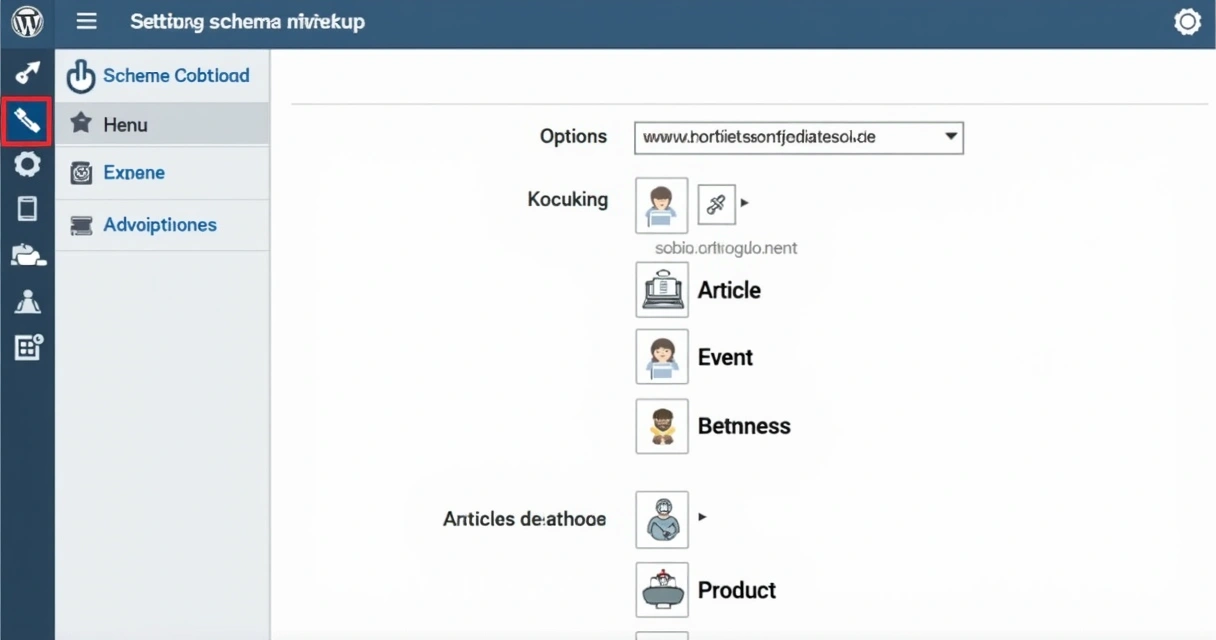 WordPress dashboard showing schema settings options 