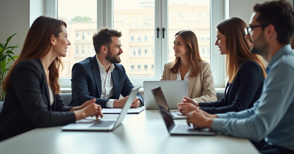 Group at work in meeting listening attentively