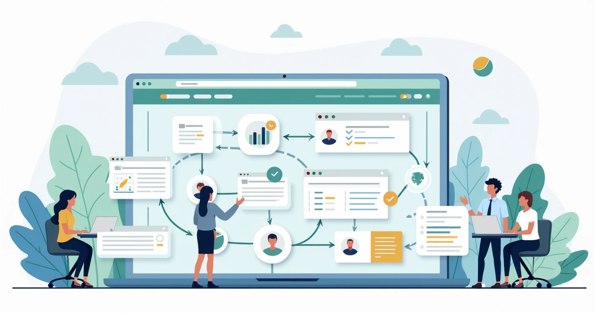 Fluxo de trabalho automatizado em dashboard SaaS 