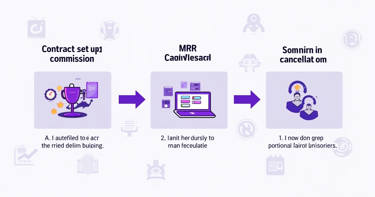 Fluxo visual de automação de comissão SaaS 