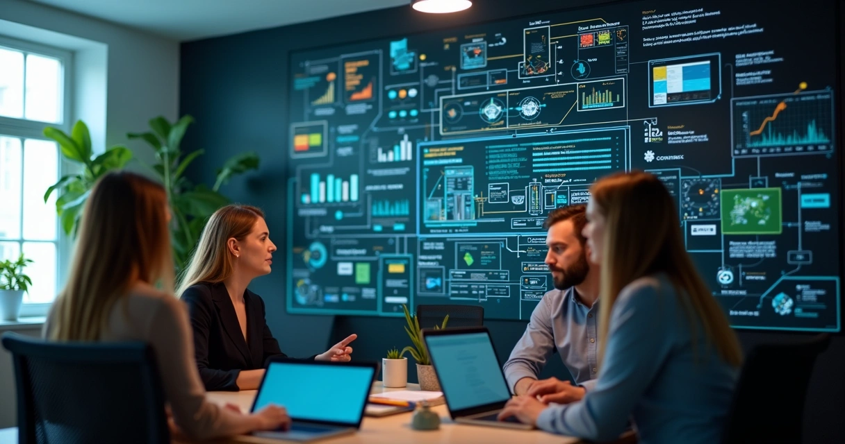 Fluxo digital ilustrando integração entre dados, automação de marketing e vendas 