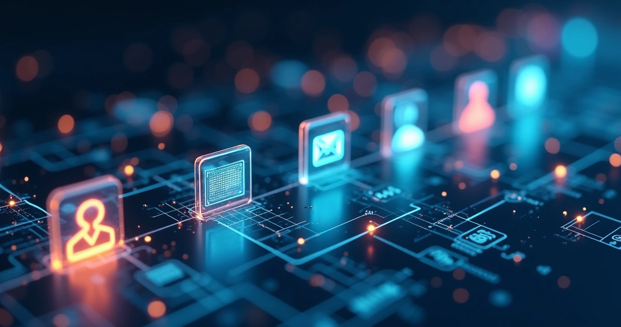 Fluxo de trabalho integrado, plataformas digitais conectadas com linhas de processos
