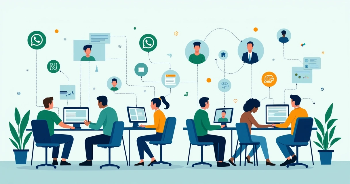 Fluxo digital ilustrando o caminho do lead até a venda em um time comercial híbrido
