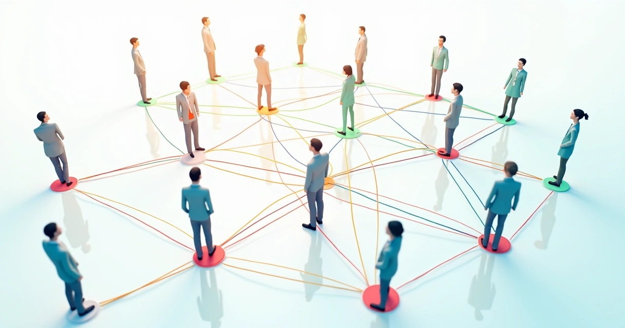 Diagram showing interconnected workplace teams and conflict zones 