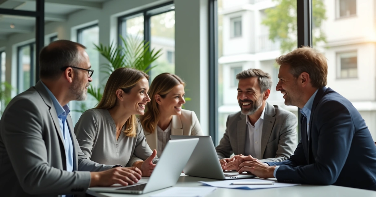 Office with coworkers practicing emotional communication 