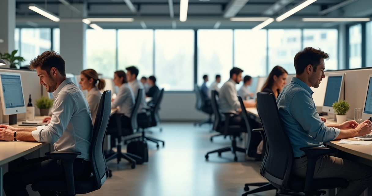 Team members exchanging positive and negative emotions in a modern office space 