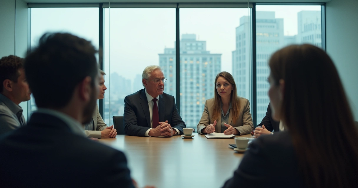 Two groups in a workplace, one included in discussion, the other isolated. 