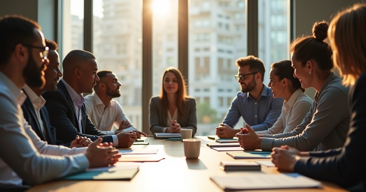 Team in a meeting with some members deep in thought and others appearing to agree quickly