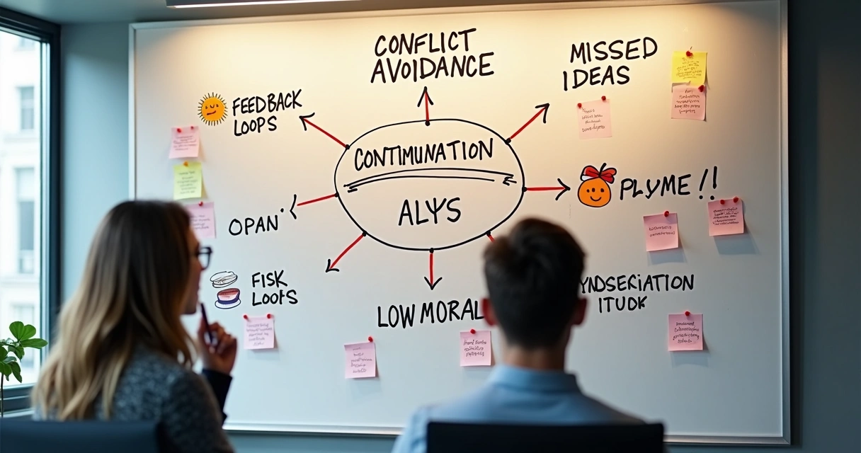 Diagram with arrows showing workplace routines and patterns 