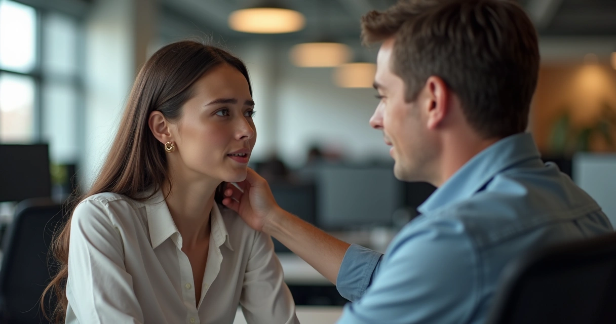 Colleague offering support in workplace setting