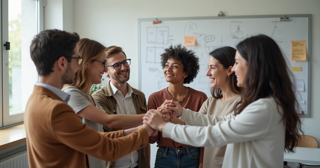 Team supporting each other during workplace change
