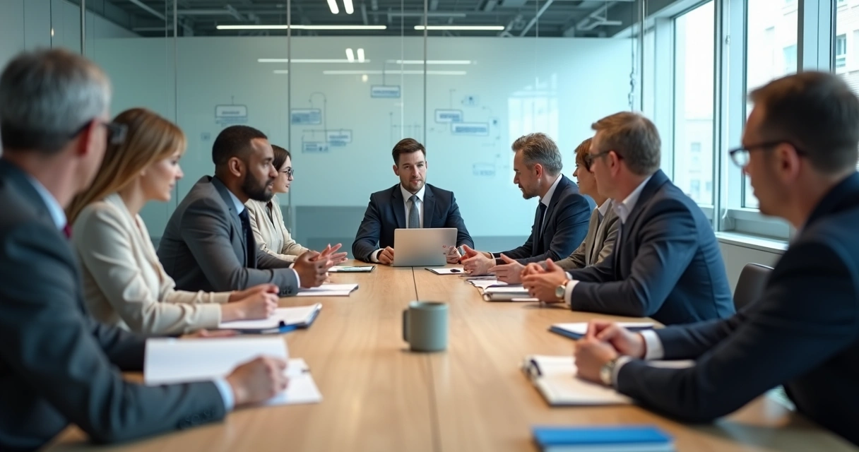 Diverse team in tense meeting with one person isolated at the table 