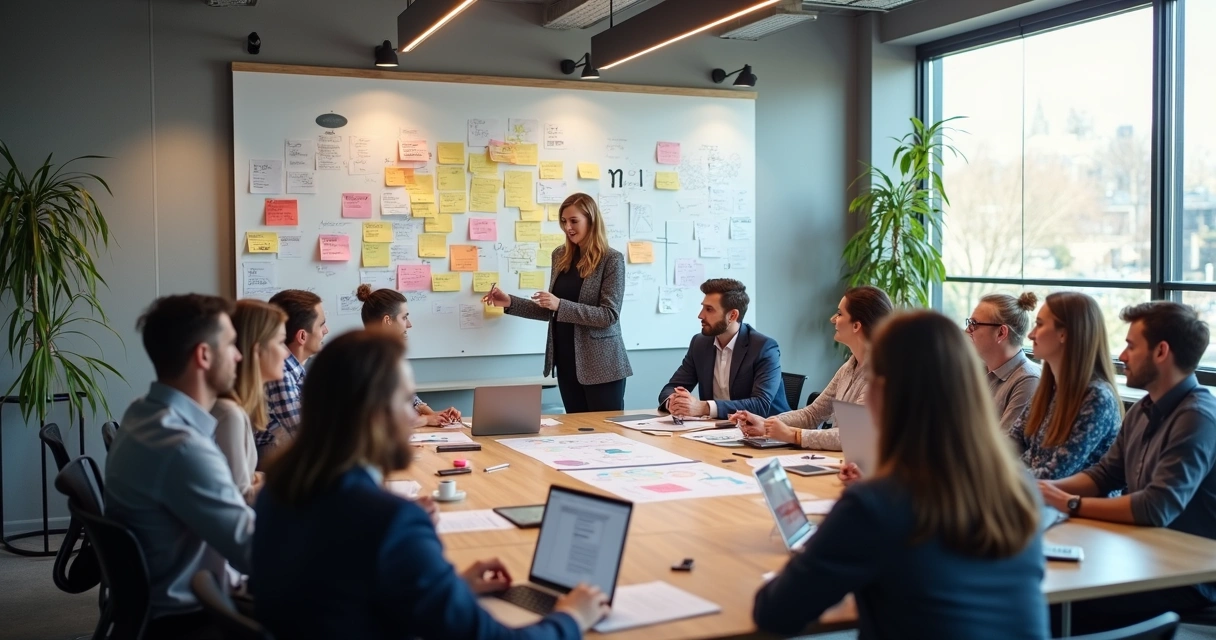 Workshop com equipe em ambiente corporativo 