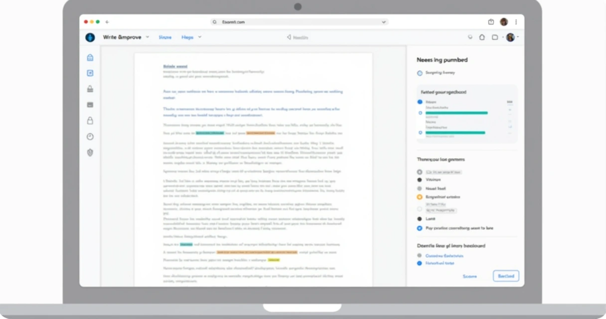 Tela de correção automática de texto em inglês no Write & Improve 