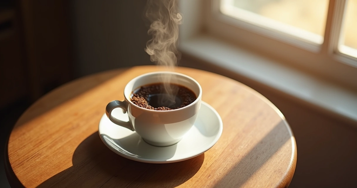 Xícara de café vista de cima mostrando símbolos formados pela borra 