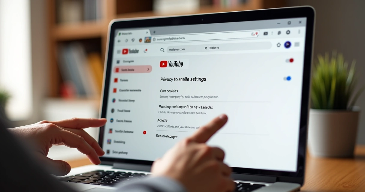 Página de configurações de privacidade e cookies do YouTube em dispositivo 