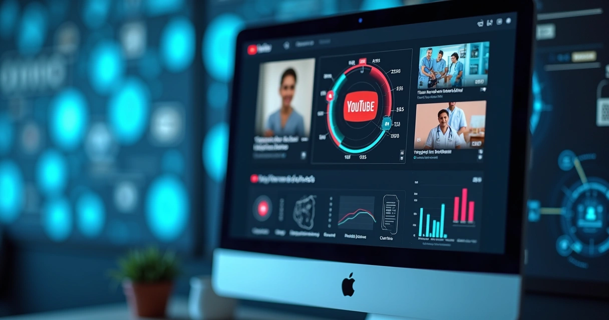 Tela de computador com anúncios médicos segmentados exibidos no YouTube