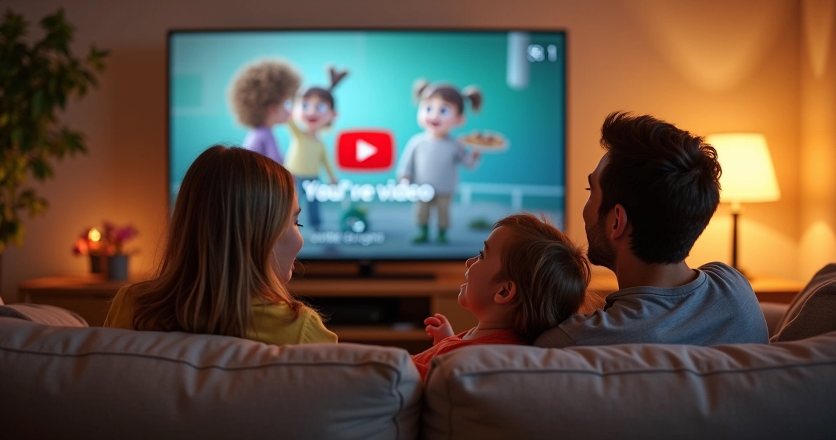 Pais analisando vídeo infantil do YouTube com filhos