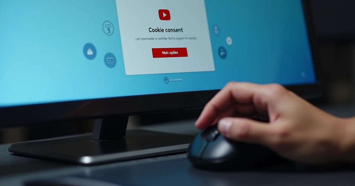 Usuário escolhendo configurações de cookies no YouTube