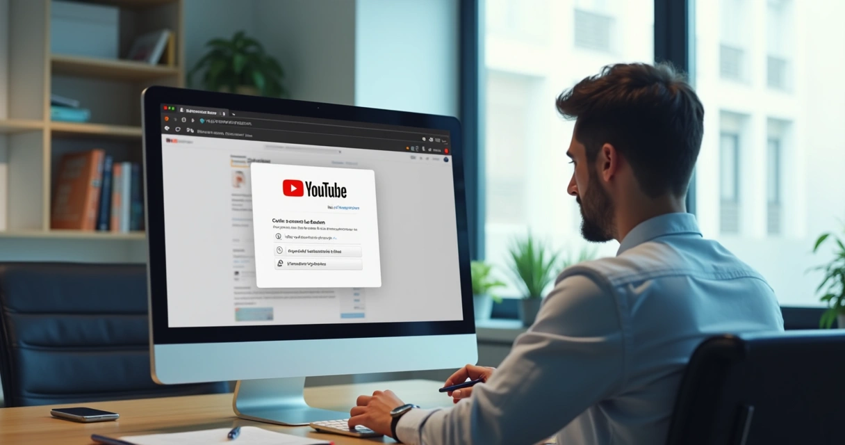 Pessoa escolhendo configuração de cookies em tela de computador com interface do YouTube aberta 