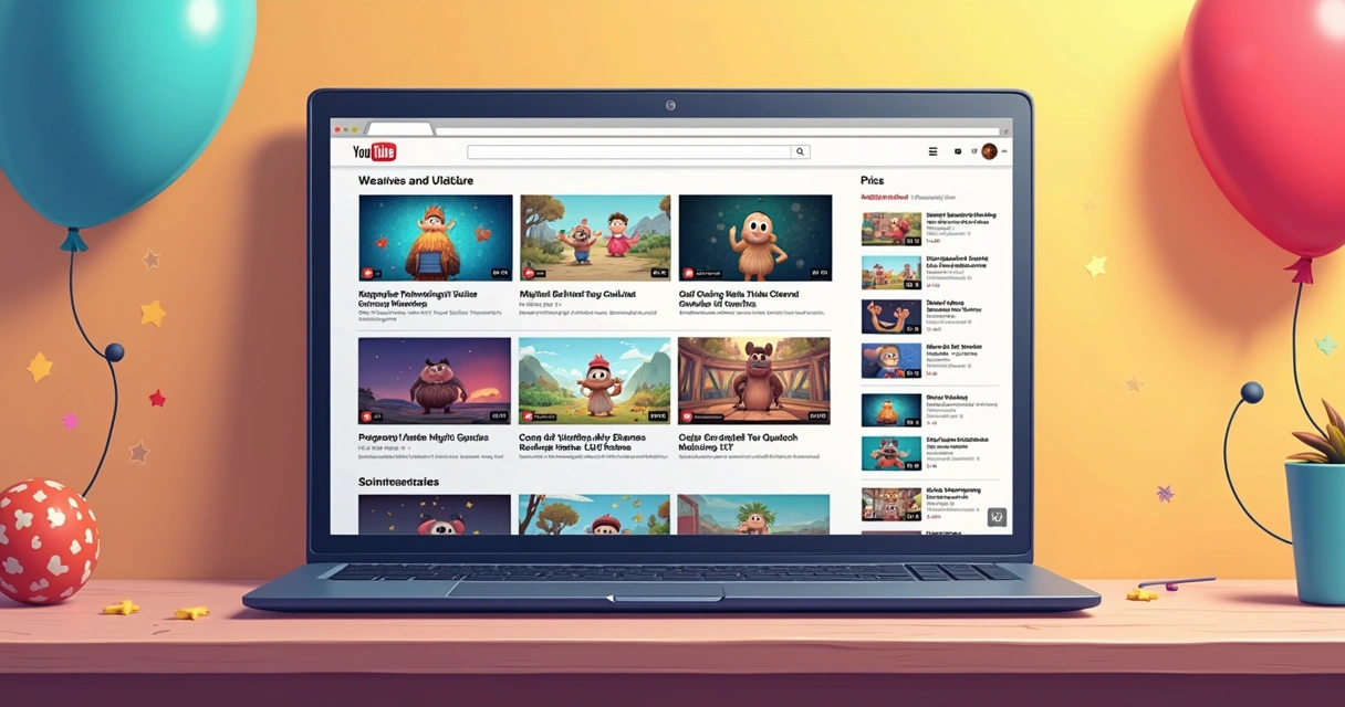 Página do YouTube com recomendações adequadas para crianças 