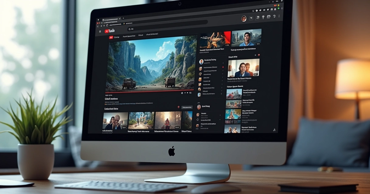 Tela de computador mostrando sugestões personalizadas no YouTube 