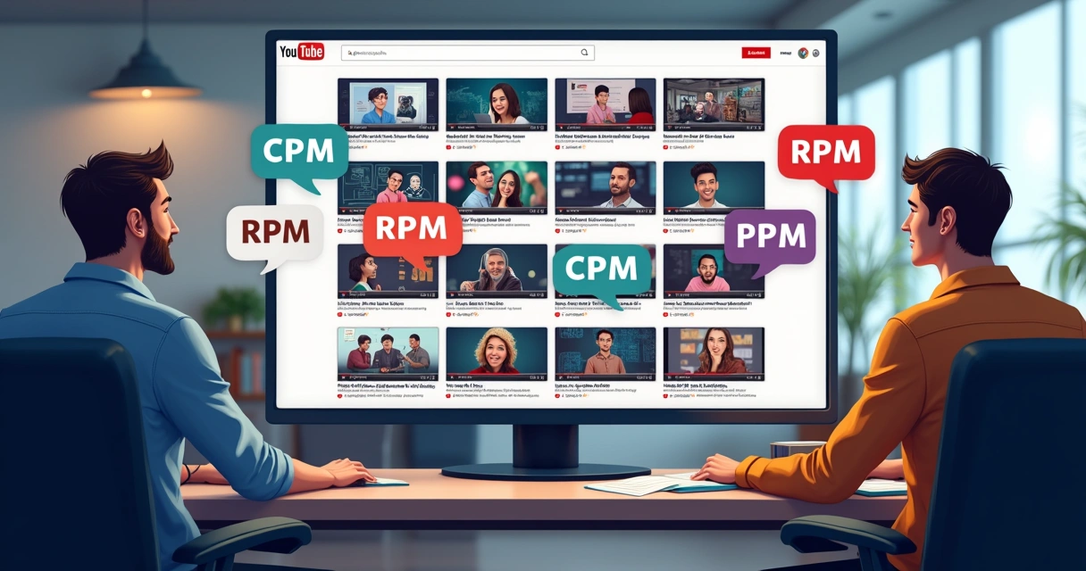 Painel mostrando categorias de vídeos do YouTube 