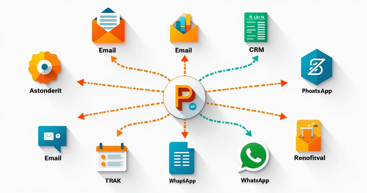 Exemplo visual de integrações entre sistemas via automações 