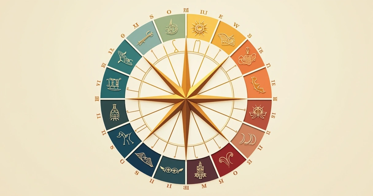 Astrology chart wheel divided into twelve houses 