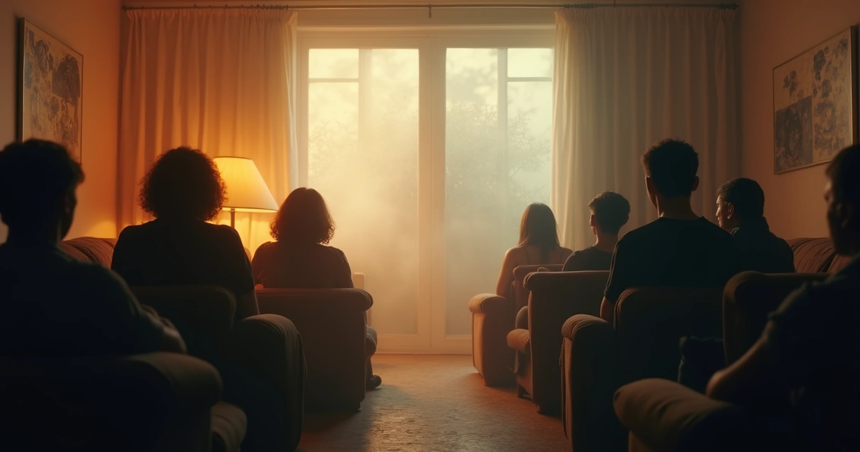 Pessoas diante de uma barreira invisível em um ambiente confortável 