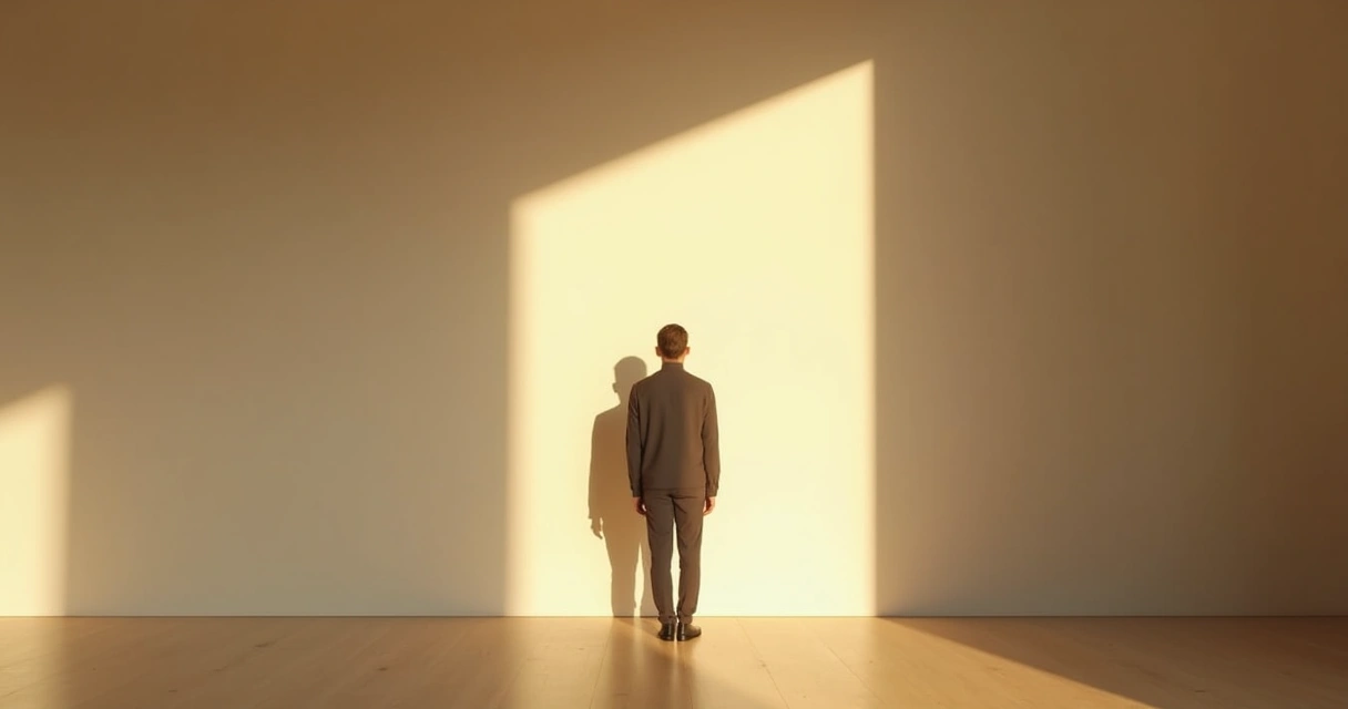 Silhueta de uma pessoa com sombra maior atrás dela 